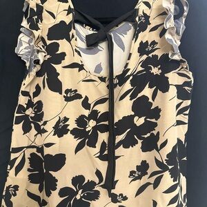 Floral Black and Cream Women's Top